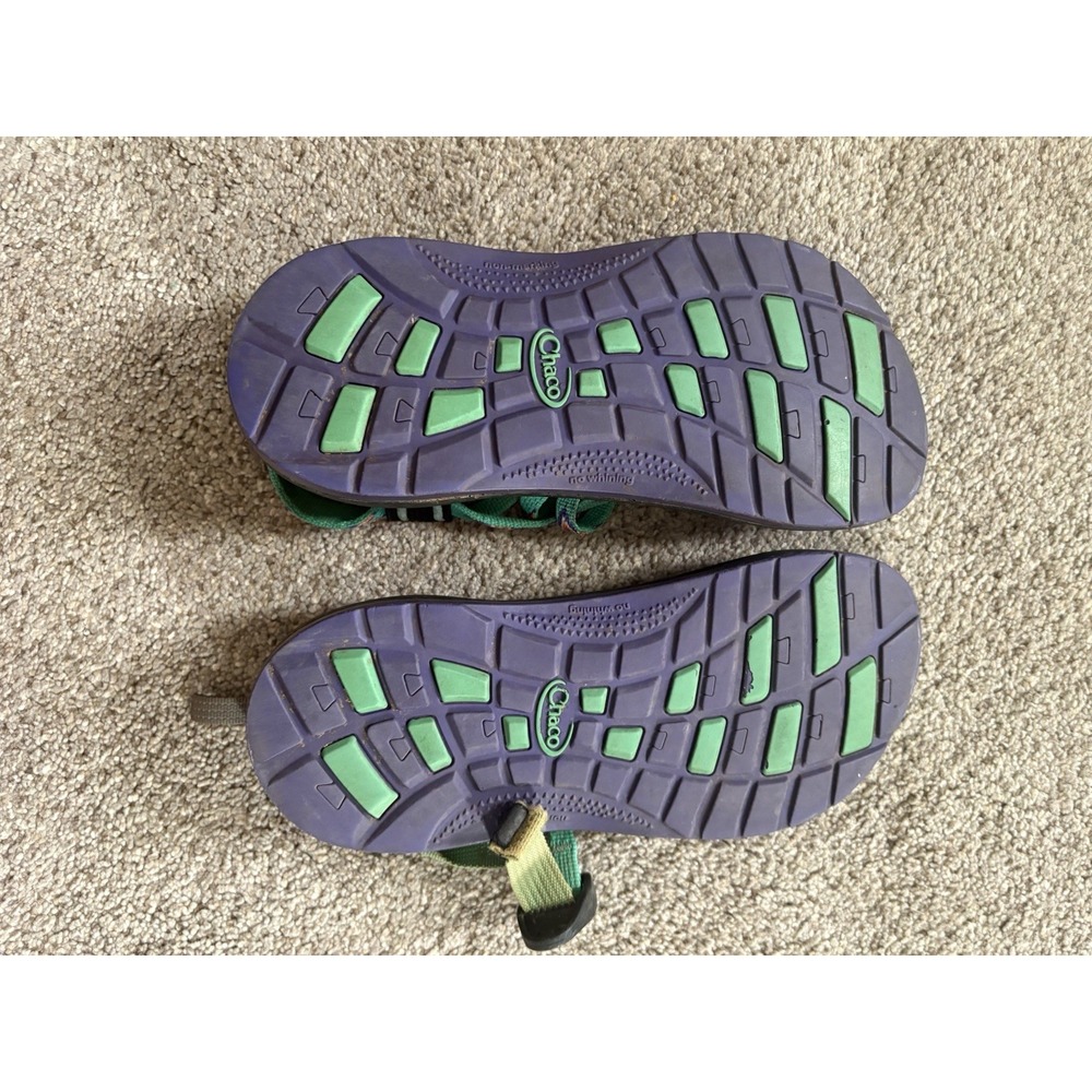 CHACO ZX1 Ecotread Classic Sandals Mint Leaf Green Purple Youth Girl Sz 5 Hiking - Picture 3 of 4